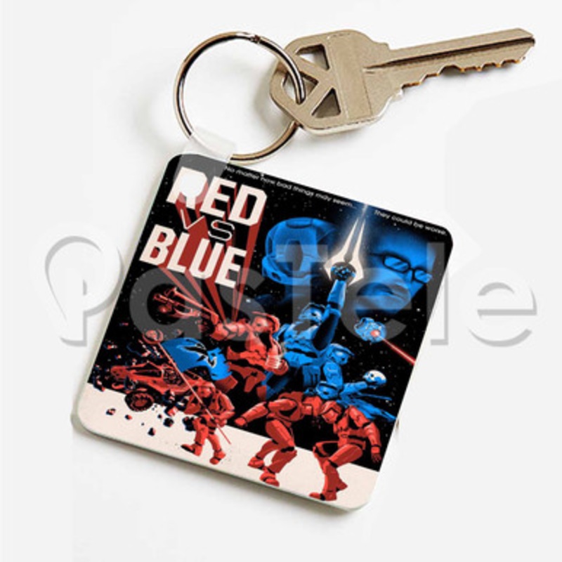 Red vs Blue Halo Custom Keychain Key Ring Jewelry Necklaces Pendant Two Sides