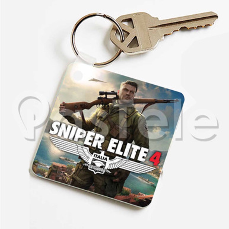 Sniper Elite 4 Custom Keychain Key Ring Jewelry Necklaces Pendant Two Sides
