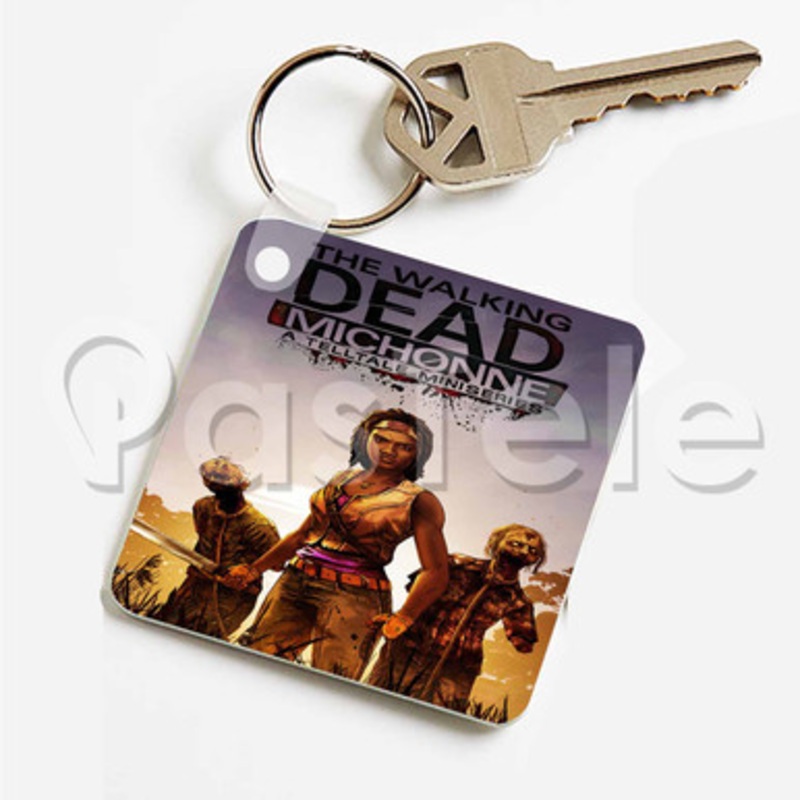 The Walking Dead Michonne Custom Keychain Key Ring Jewelry Necklaces Pendant Two Sides