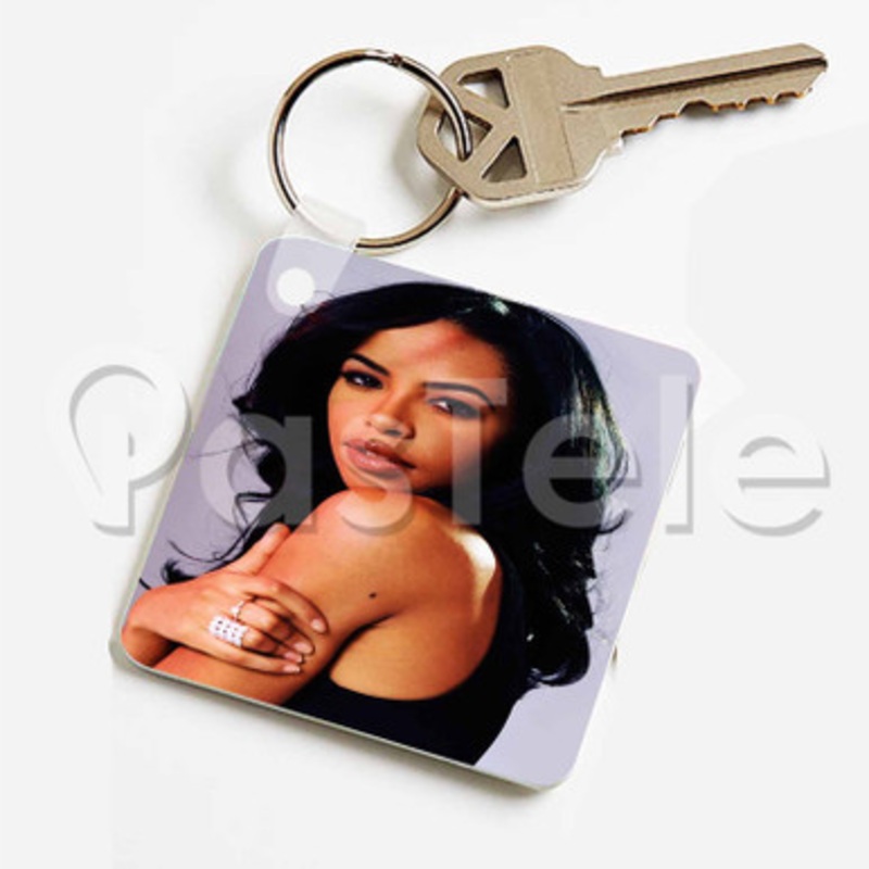 Aaliyah Custom Keychain Key Ring Jewelry Necklaces Pendant Two Sides