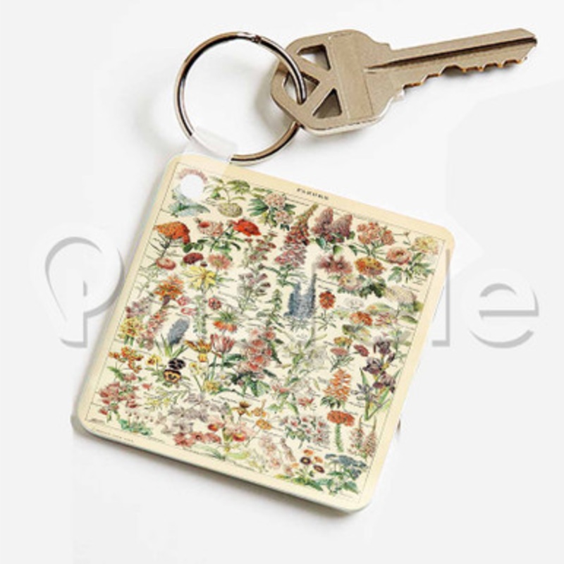 Adolphe Millot Fleurs Custom Keychain Key Ring Jewelry Necklaces Pendant Two Sides