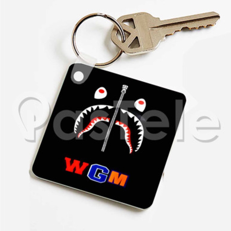 Black Bape Camo Shark WGM Custom Keychain Key Ring Jewelry Necklaces Pendant Two Sides
