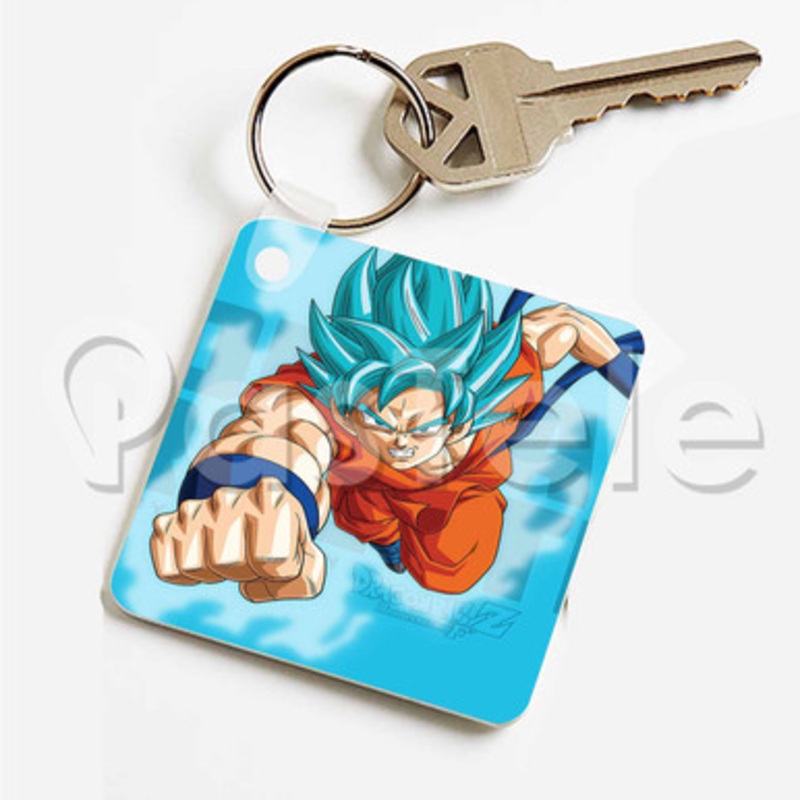 Goku Super Saiyan Blue Dragon Ball Super Custom Keychain Key Ring Jewelry Necklaces Pendant Two Side