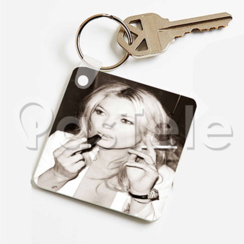 Kate Moss Cigarette Custom Keychain Key Ring Jewelry Necklaces Pendant Two Sides