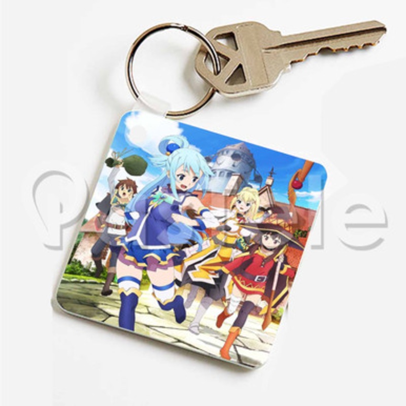 Kono Suba Custom Keychain Key Ring Jewelry Necklaces Pendant Two Sides