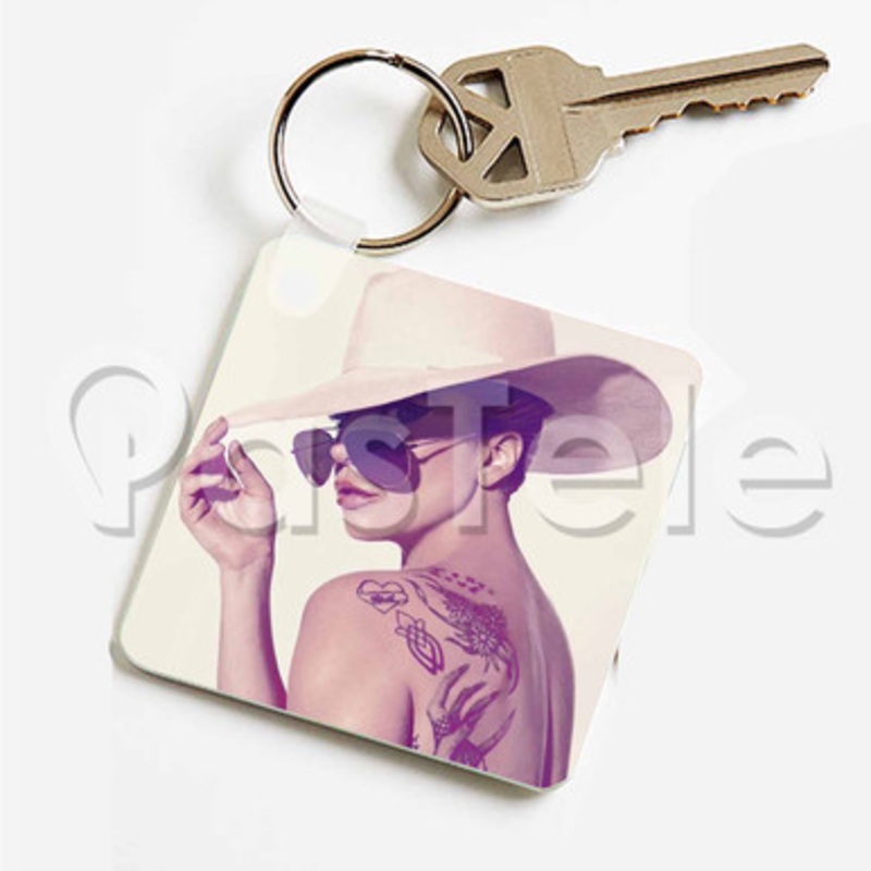 Lady Gaga Custom Keychain Key Ring Jewelry Necklaces Pendant Two Sides