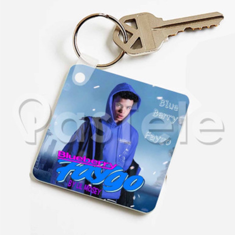 Lil Mosey Blueberry Faygo Custom Keychain Key Ring Jewelry Necklaces Pendant Two Sides