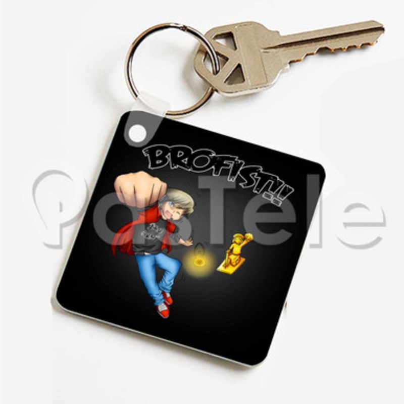Pewdiepie Brofist Custom Keychain Key Ring Jewelry Necklaces Pendant Two Sides
