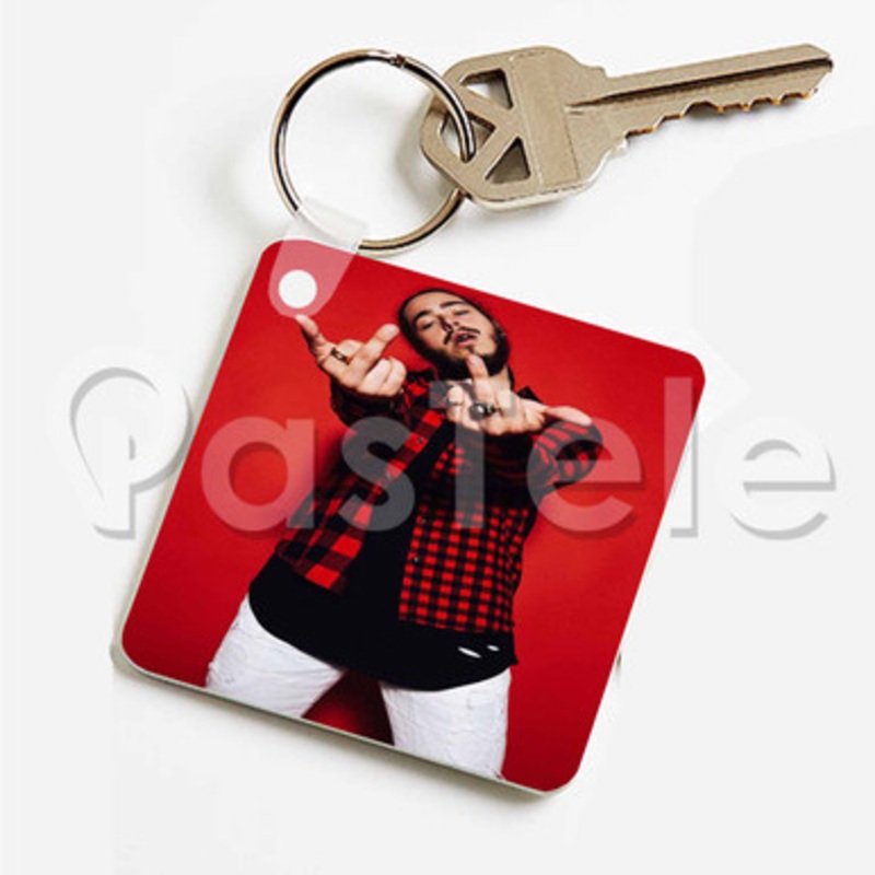 Post Malone Custom Keychain Key Ring Jewelry Necklaces Pendant Two Sides