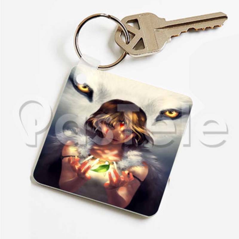 Princess Mononoke Custom Keychain Key Ring Jewelry Necklaces Pendant Two Sides