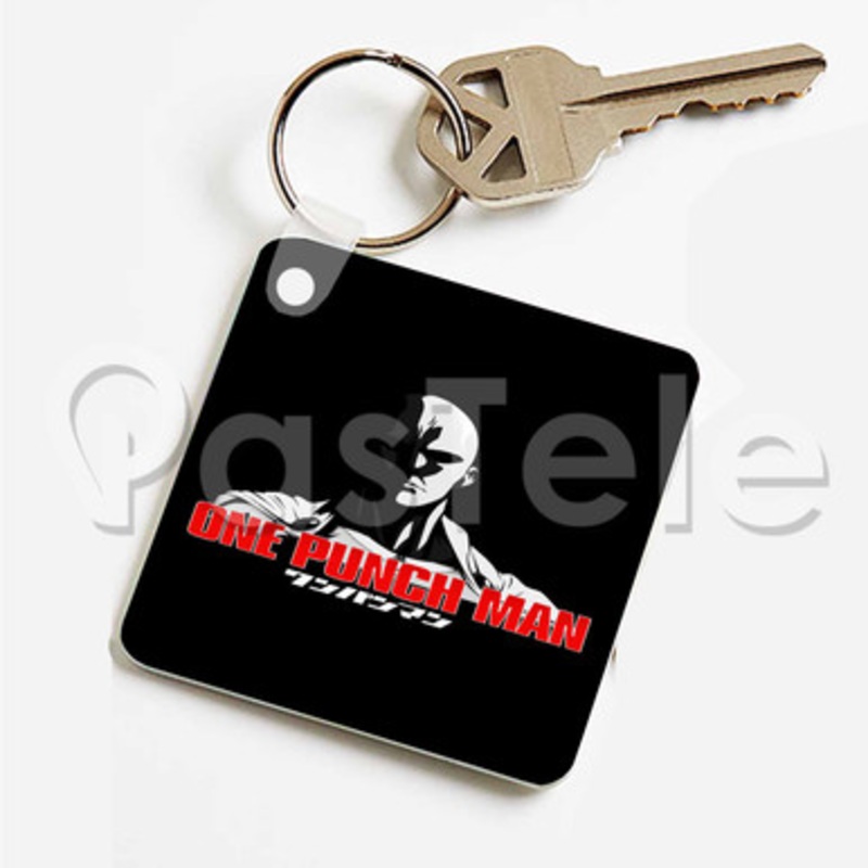 Saitama One Punch Man Custom Keychain Key Ring Jewelry Necklaces Pendant Two Sides
