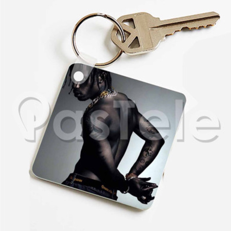 Travis Scott Custom Keychain Key Ring Jewelry Necklaces Pendant Two Sides