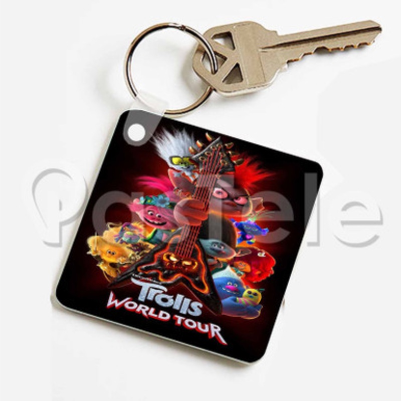 Trolls World Tour Custom Keychain Key Ring Jewelry Necklaces Pendant Two Sides