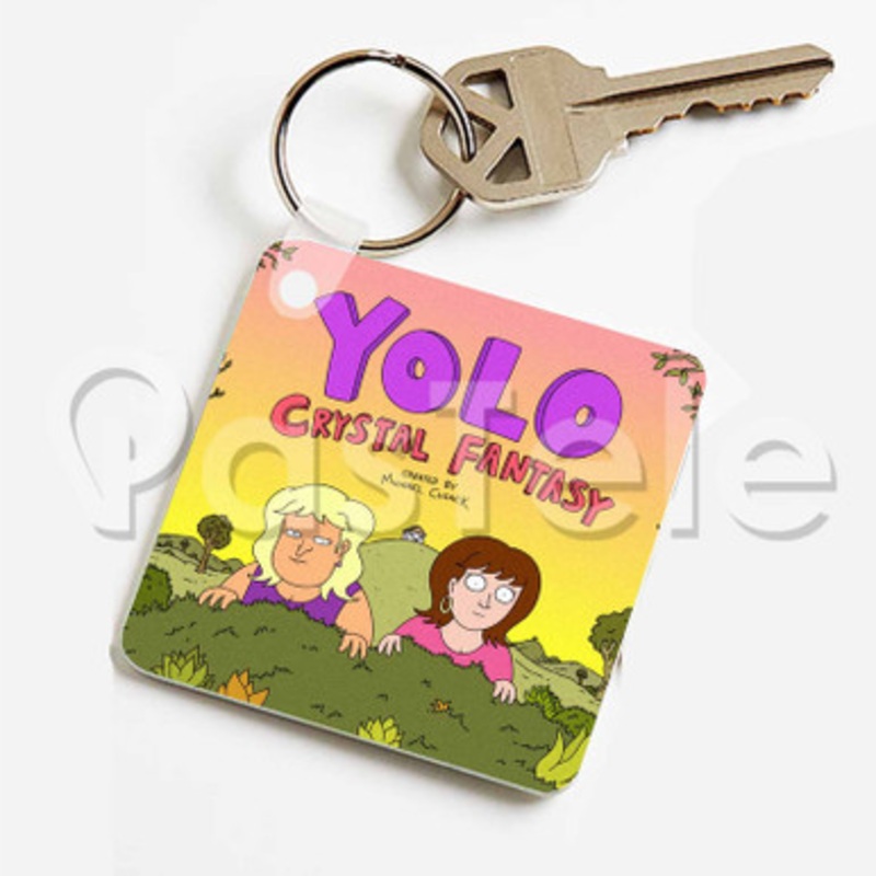 YOLO Crystal Fantasy Custom Keychain Key Ring Jewelry Necklaces Pendant Two Sides