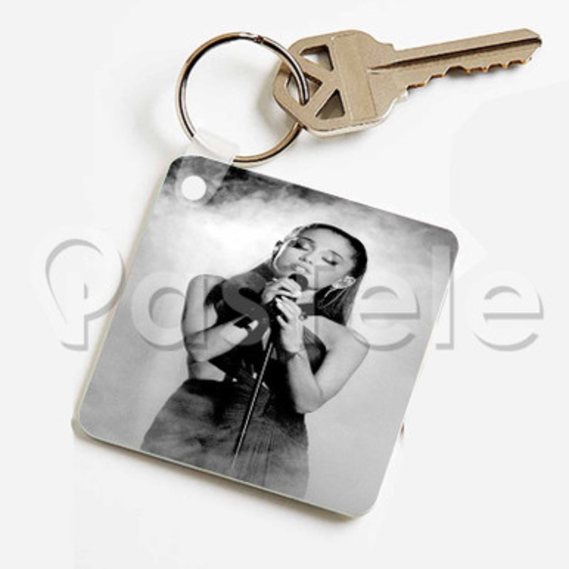 Ariana Grande Custom Keychain Key Ring Jewelry Necklaces Pendant Two Sides
