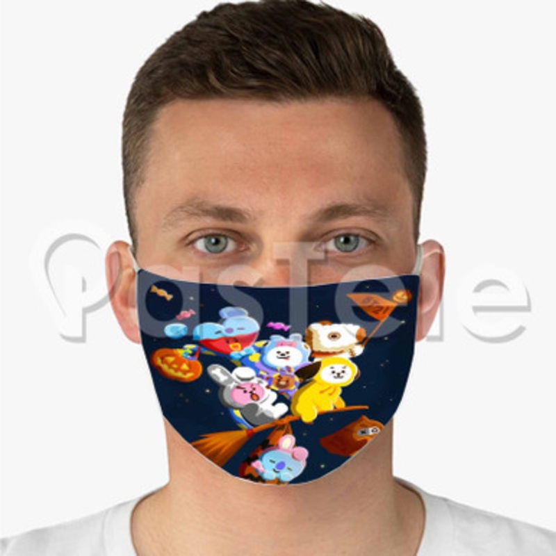 BT21 2 Custom Personalized Fabric Face Mask Polyester Two Layers Cloth