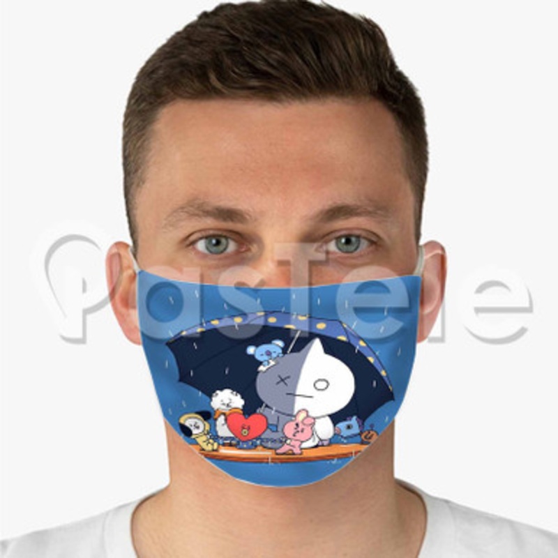 BT21 Custom Personalized Fabric Face Mask Polyester Two Layers Cloth