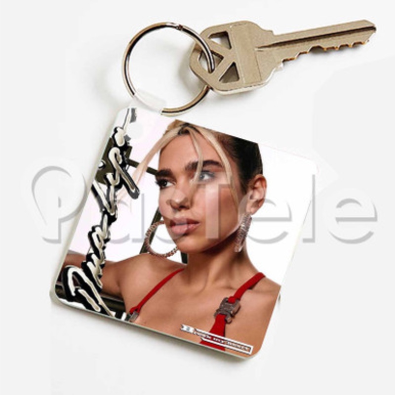 Dua Lipa Break My Heart Custom Keychain Key Ring Jewelry Necklaces Pendant Two Sides