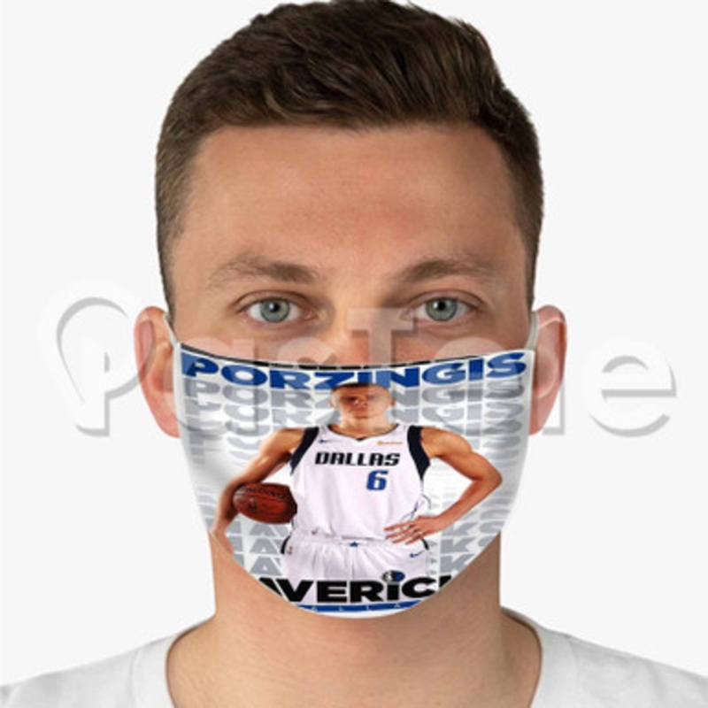 Kristaps Porzingis NBA Dallas Mavericks Custom Fabric Face Mask Polyester Two Layers Cloth Washable