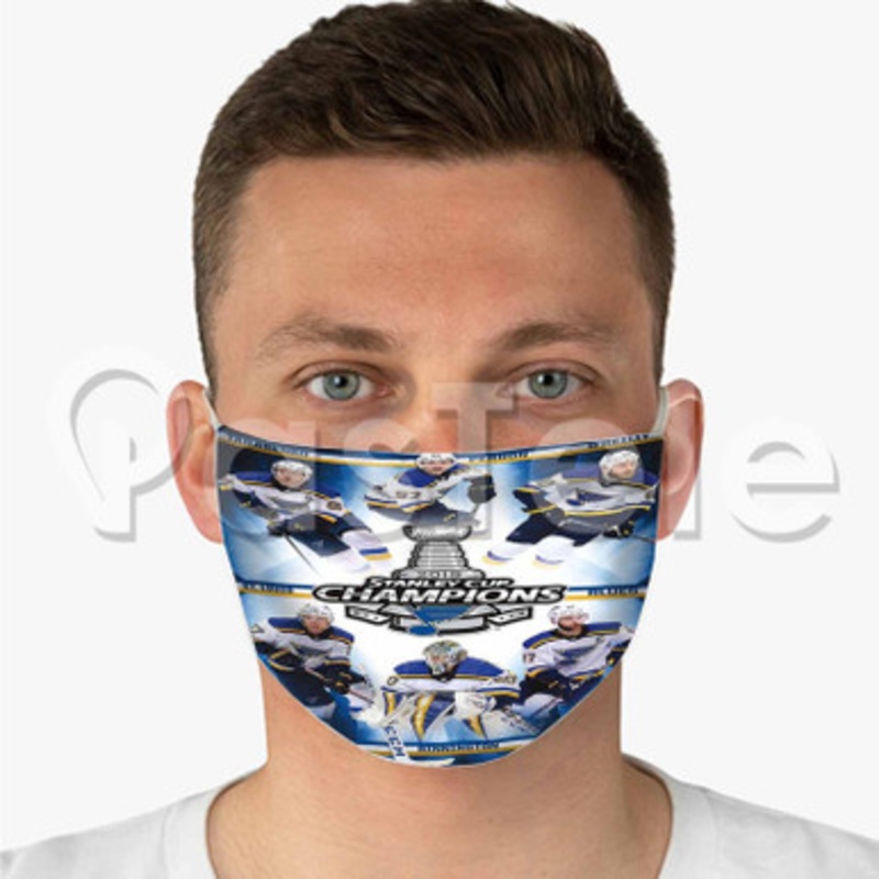 Saint Louis Blues NHL Finals Champions Custom Fabric Face Mask Polyester Two Layers Cloth Washable