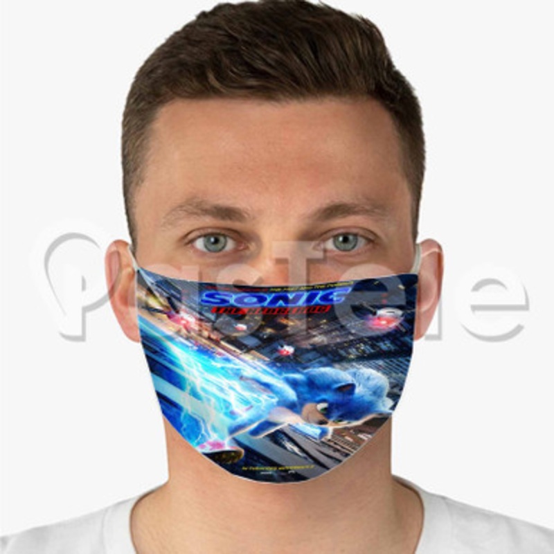 Sonic The Hedgehog Custom Fabric Face Mask Polyester Two Layers Cloth Washable