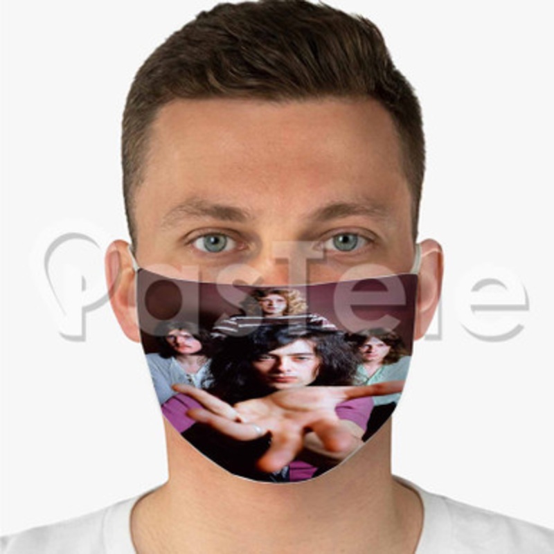 Led Zeppelin Custom Fabric Face Mask Polyester Two Layers Cloth Washable