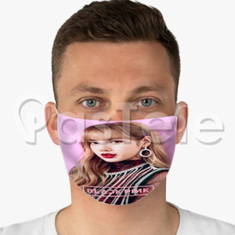 Lisa Black Pink Custom Fabric Face Mask Polyester Two Layers Cloth Washable