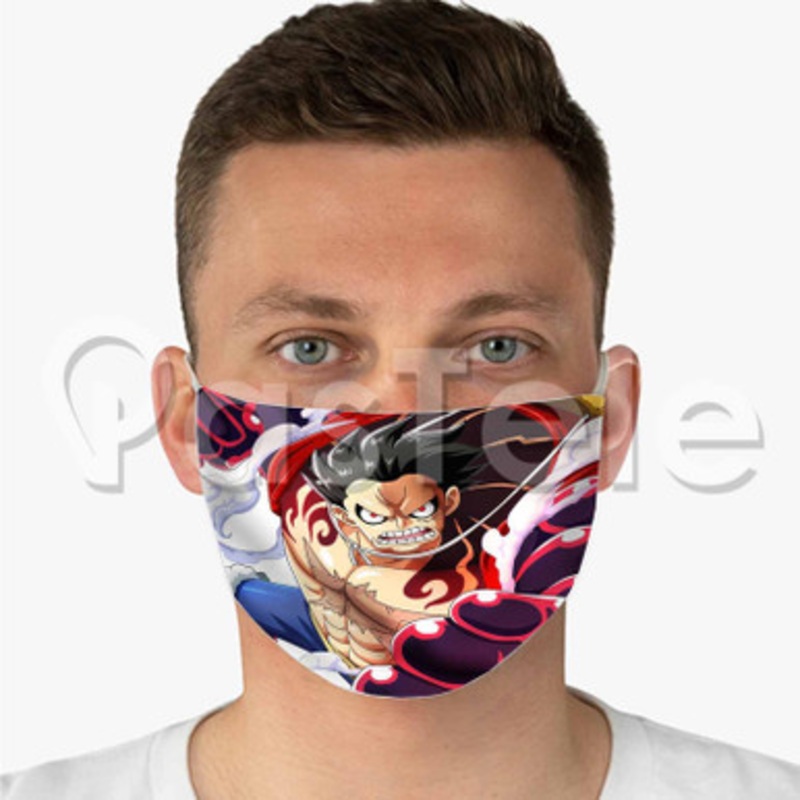 Luffy One Piece Custom Fabric Face Mask Polyester Two Layers Cloth Washable