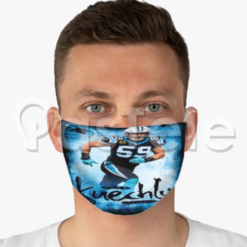 Luke Kuechly NFL Carolina Panthers Custom Fabric Face Mask Polyester Two Layers Cloth Washable