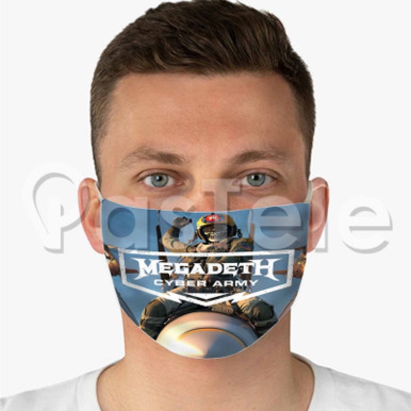 megadeth cyber army Custom Fabric Face Mask Polyester Two Layers Cloth Washable