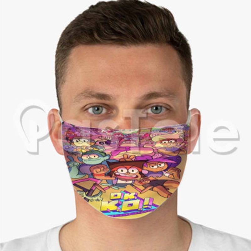 OK KO Let s Be Heroes Custom Fabric Face Mask Polyester Two Layers Cloth Washable