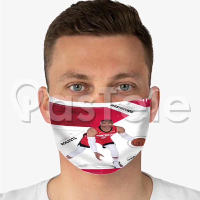 Russell Westbrook Houston Rockets NBA Custom Fabric Face Mask Polyester Two Layers Cloth Washable