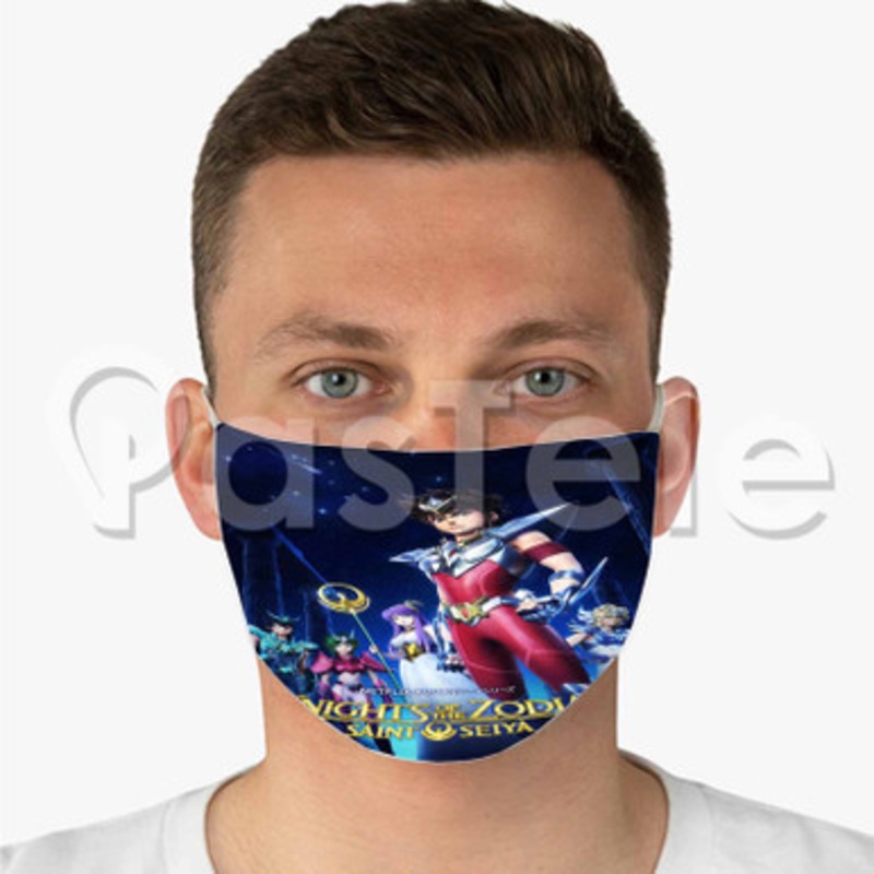 Saint Seiya Knights Of The Zodiac Custom Fabric Face Mask Polyester Two Layers Cloth Washable
