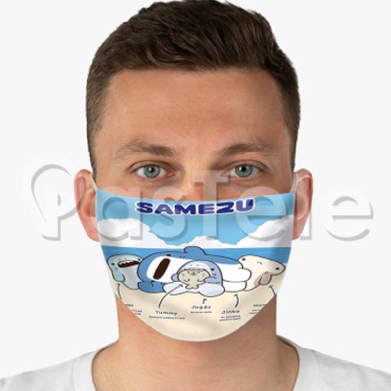 Samezu Shark Custom Fabric Face Mask Polyester Two Layers Cloth Washable