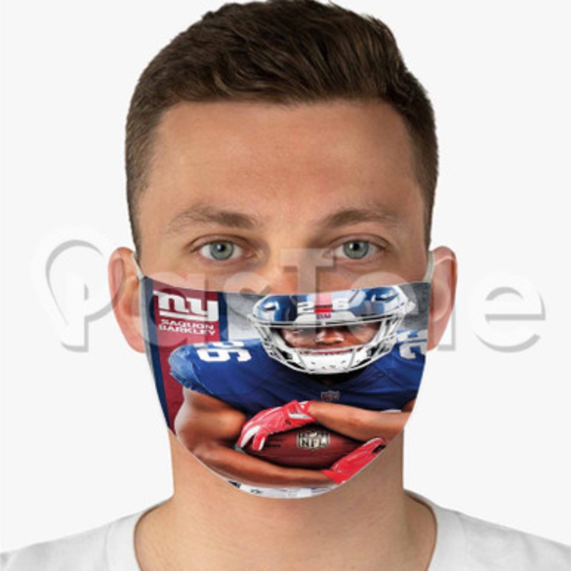Saquon Barkley NFL New York Giants Custom Fabric Face Mask Polyester Two Layers Cloth Washable