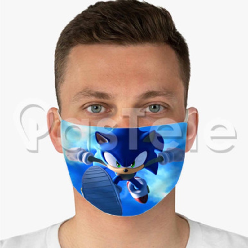 sonic hedgehog Custom Fabric Face Mask Polyester Two Layers Cloth Washable