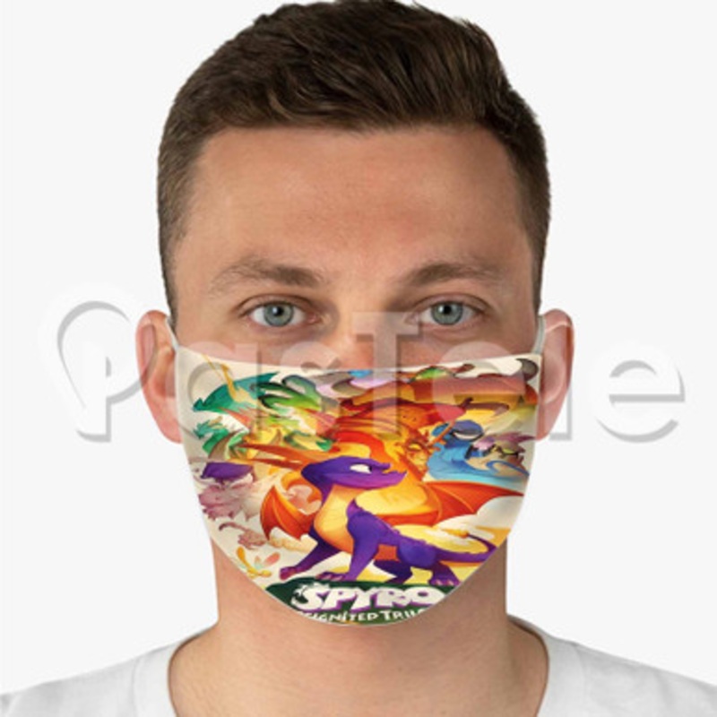 Spyro Reignited Trilogy Custom Fabric Face Mask Polyester Two Layers Cloth Washable