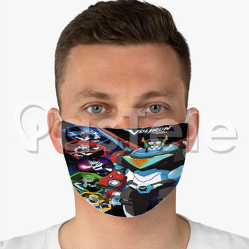 Voltron Defender of the Universe Custom Fabric Face Mask Polyester Two Layers Cloth Washable