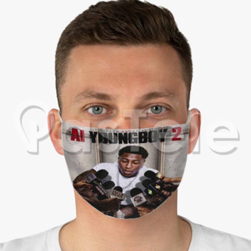 Young Boy Never Broke Again Make No Sense Custom Fabric Face Mask Polyester Two Layers Cloth Washable
