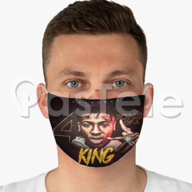 Youngboy Never Broke Again 4 Sons of a King Custom Fabric Face Mask Polyester Two Layers Cloth Washable