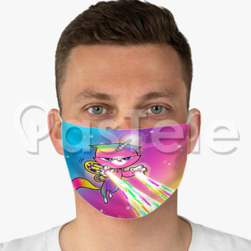 kitty unicorn Custom Fabric Face Mask Polyester Two Layers Cloth Washable