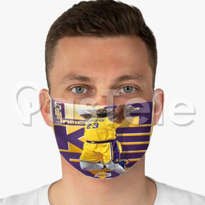 Lebron James Los Angeles Lakers NBA Custom Fabric Face Mask Polyester Two Layers Cloth Washable
