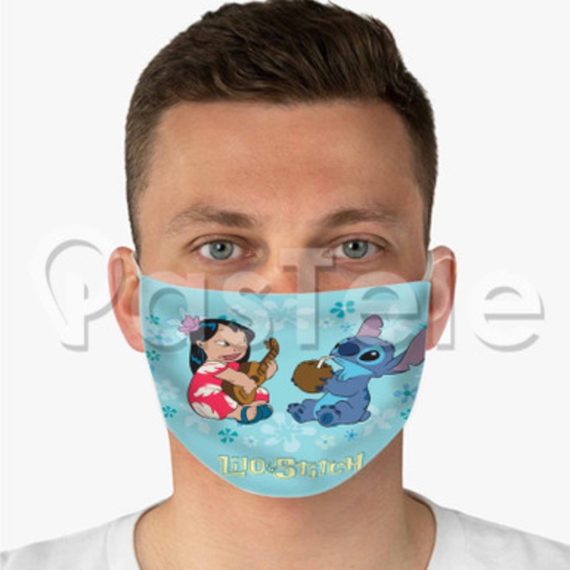 Lilo and Stitch Cute Custom Fabric Face Mask Polyester Two Layers Cloth Washable