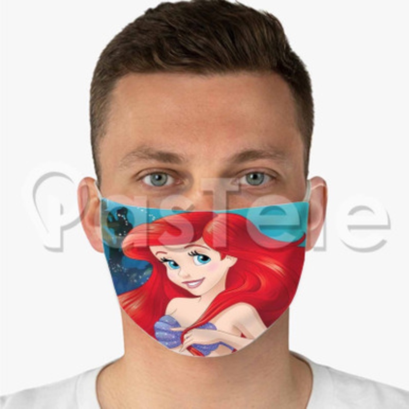 little mermaid 2 Custom Fabric Face Mask Polyester Two Layers Cloth Washable
