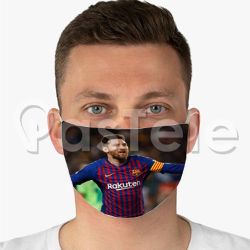 messi Custom Fabric Face Mask Polyester Two Layers Cloth Washable