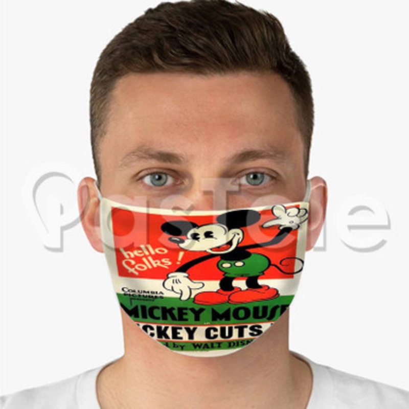 Mickey mouse Cuts Up Custom Fabric Face Mask Polyester Two Layers Cloth Washable