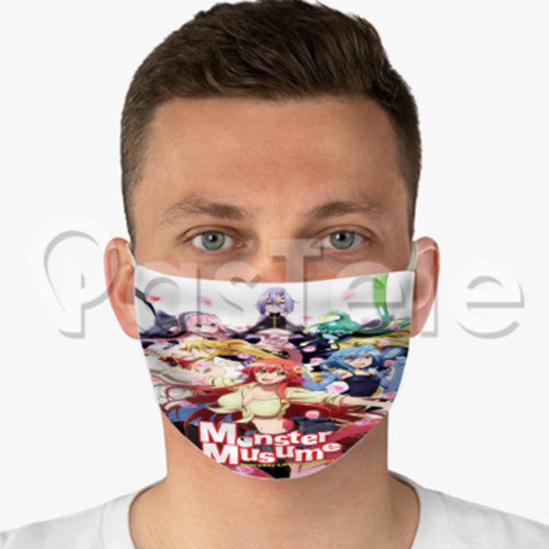 Monster Musume Everyday Life with Monsters Custom Fabric Face Mask Polyester Two Layers Cloth Washable