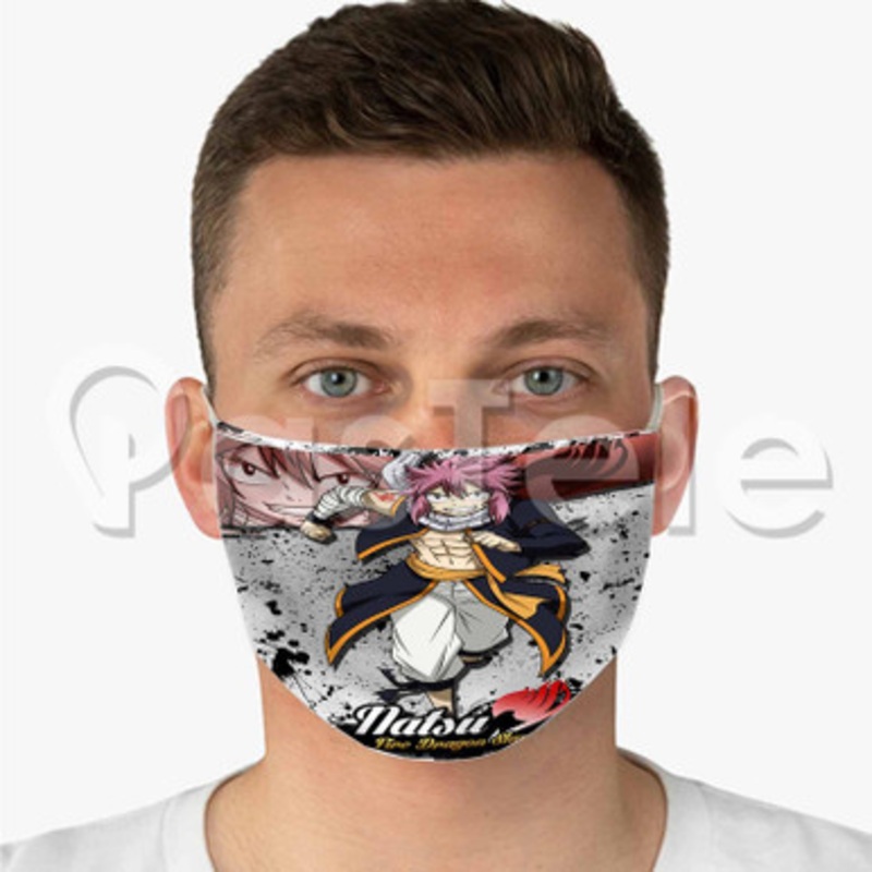 Natsu Dragneel Custom Fabric Face Mask Polyester Two Layers Cloth Washable