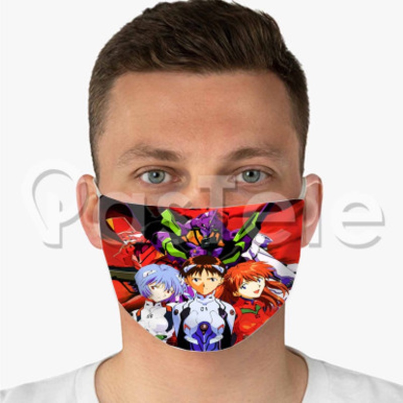 Neon Genesis Evangelion Custom Fabric Face Mask Polyester Two Layers Cloth Washable