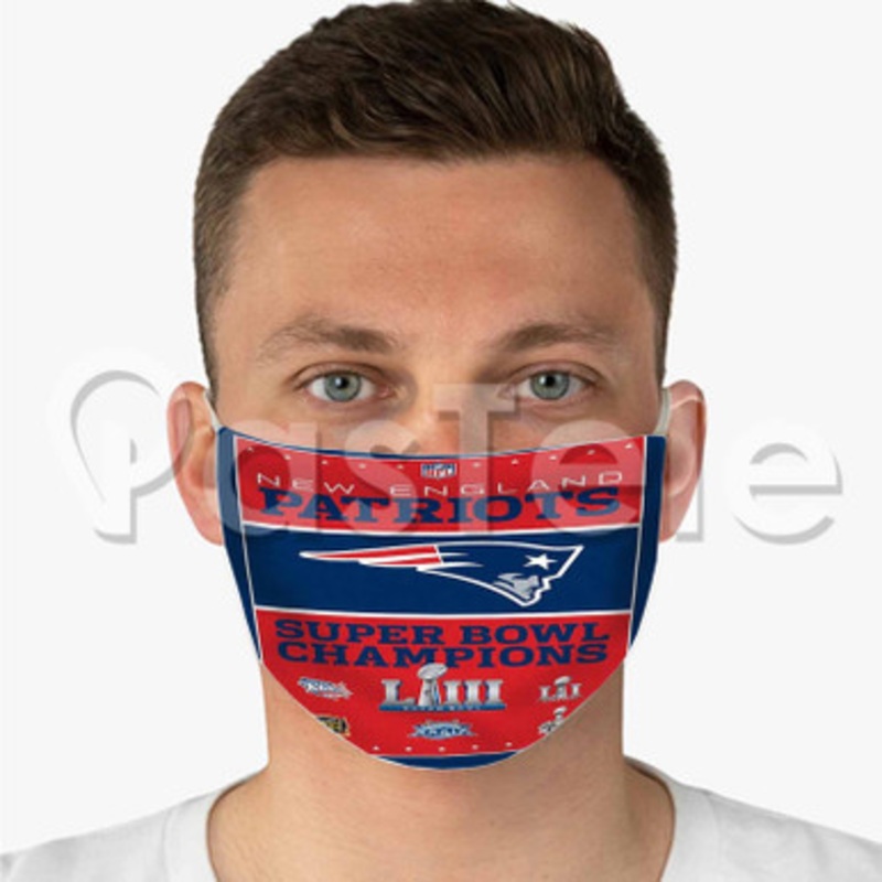 NFL New England Patriots Champions Custom Fabric Face Mask Polyester Two Layers Cloth Washable